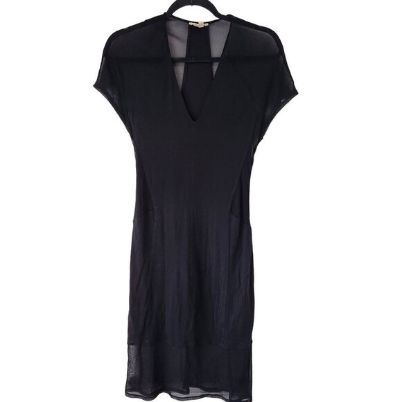 Helmut Lang Little Black Dress Silk Stretch Jersey Knit Pencil Bodycon Women's S - Picture 1 of 8